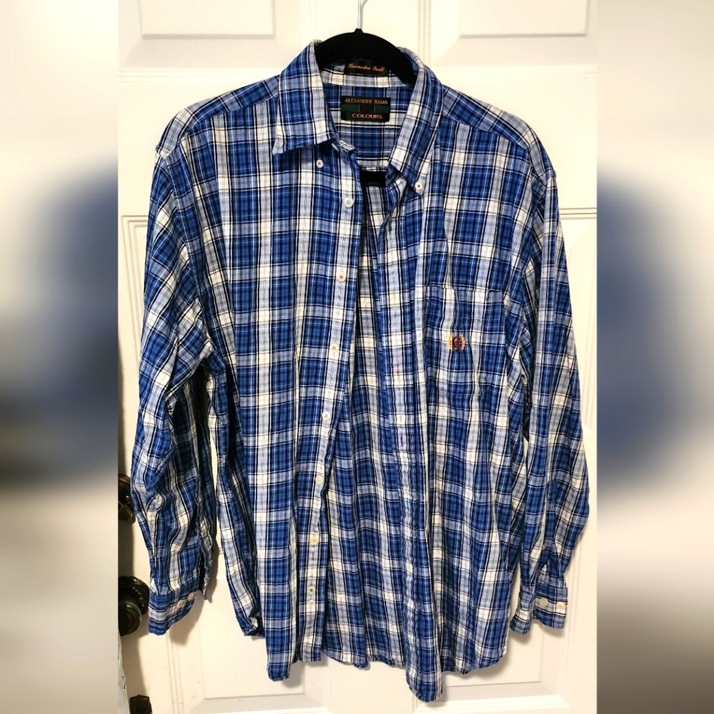 Alexander Julian Men's Thomaston Twill Long Sleeve Button Down Shirt Size M
